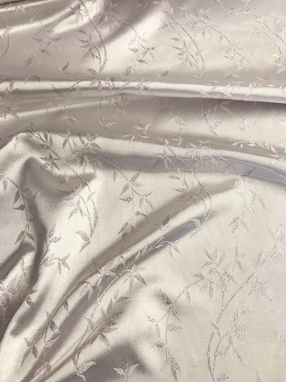 1 Yard Ice Pink Metallic Vine Brocade Fabric Polyester Rough Texture 58/59 Inches Width